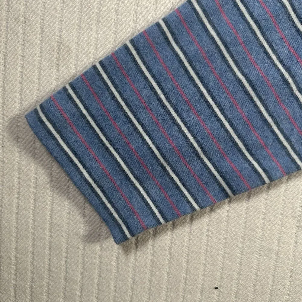 Lands’ End Women’s XL Blue Striped Long Sleeve Crew Neck Cotton Knit Shirt
